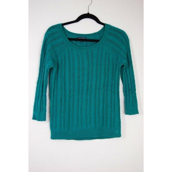 American Eagle Outfitters Sweaters - Juniors American Eagle Outfitters Green Cable Knit Sweater - XS
